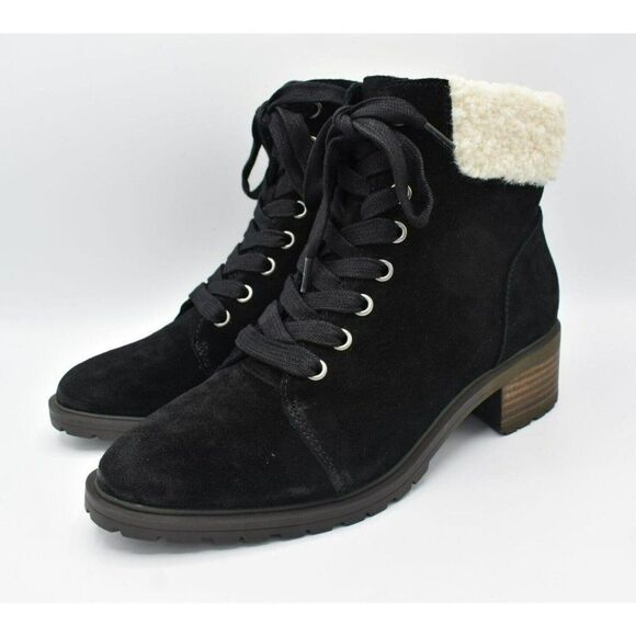 Lucky Brand Womens Size 8 Jacenia Shearling Suede Black Fashion Winter Boots - Picture 1 of 11